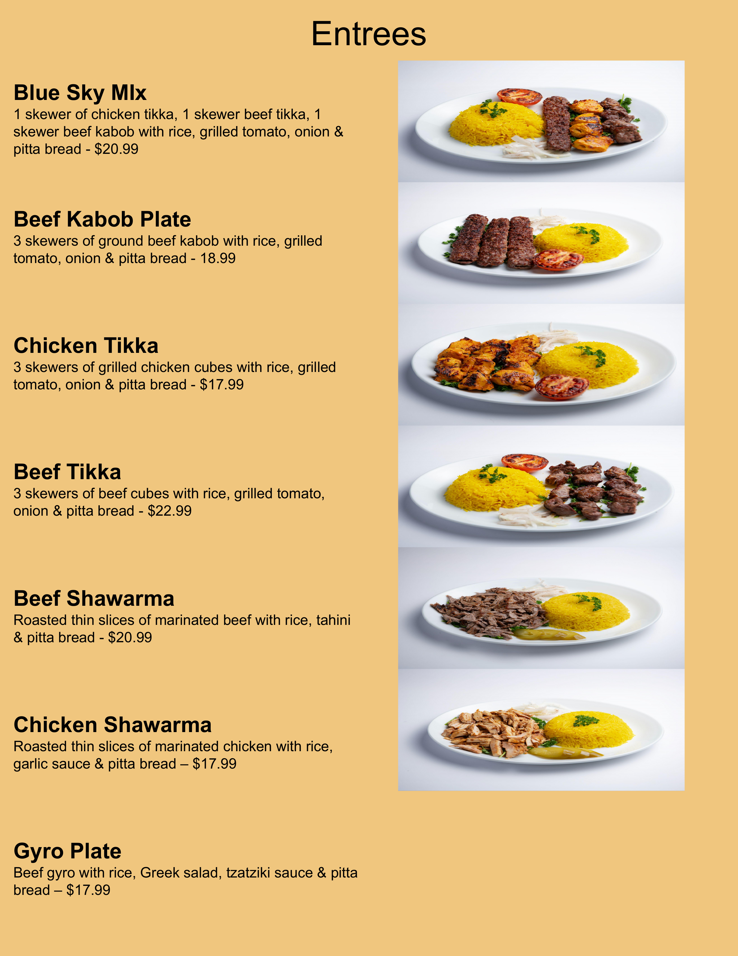 Blue Sky Lounge menu page 4