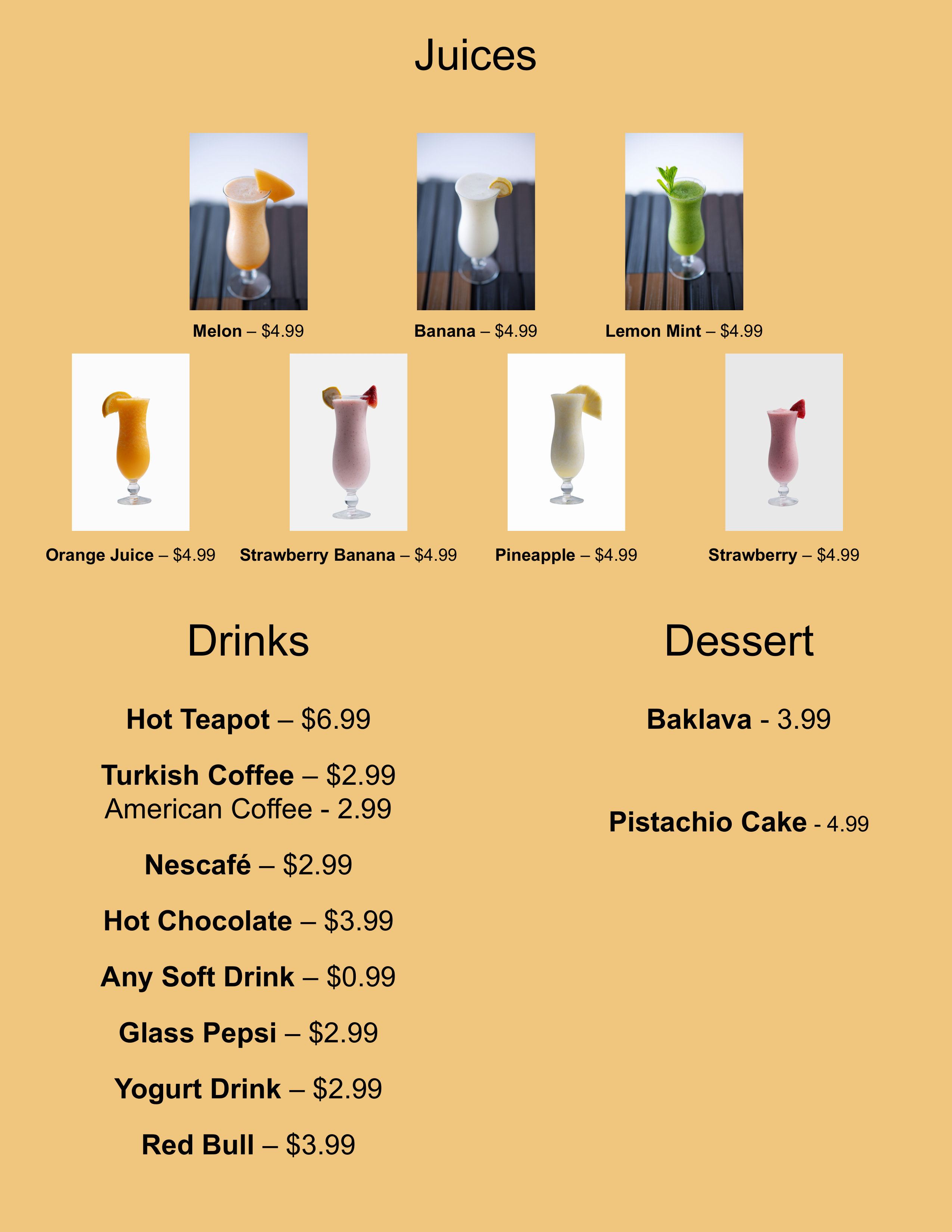 Blue Sky Lounge menu page 7