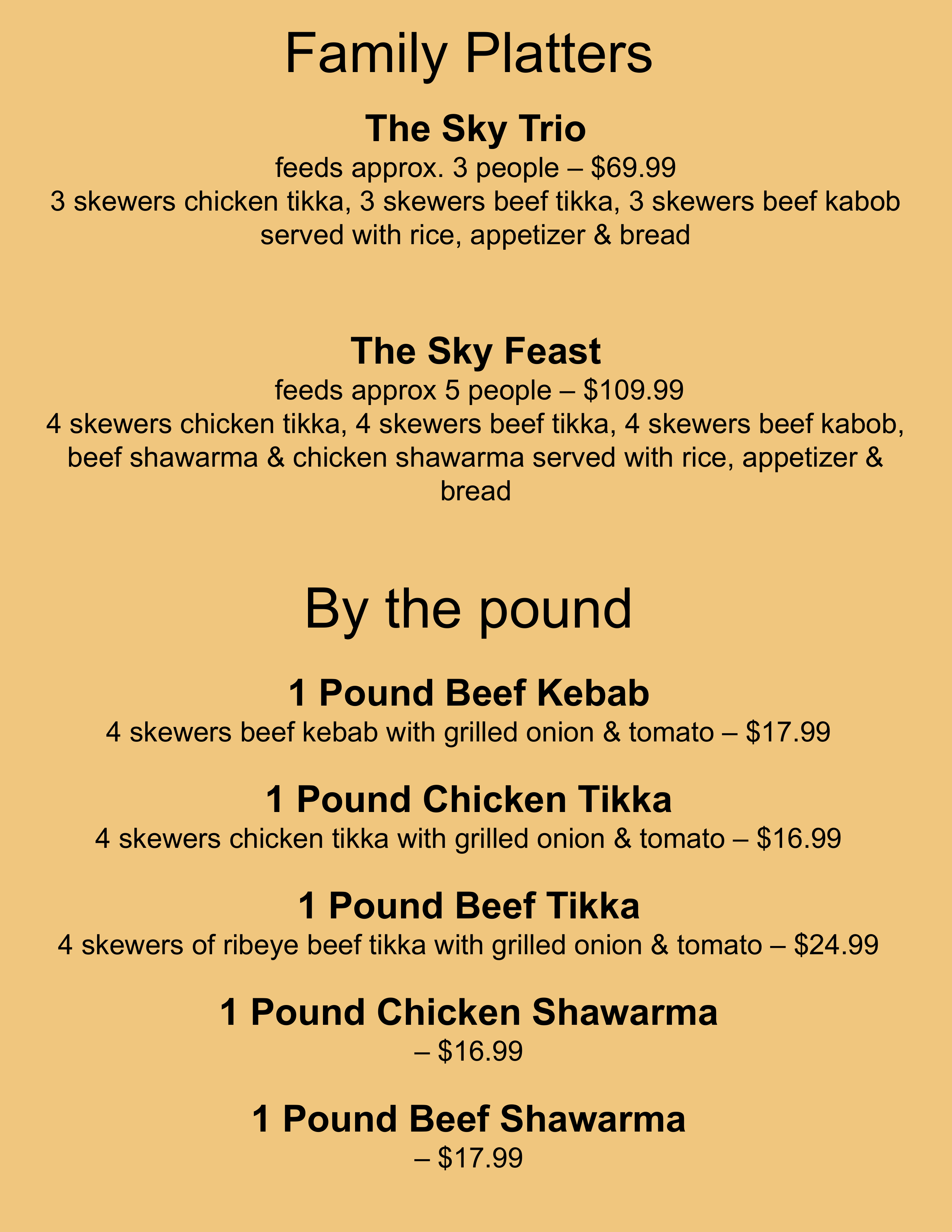 Blue Sky Lounge menu page 8