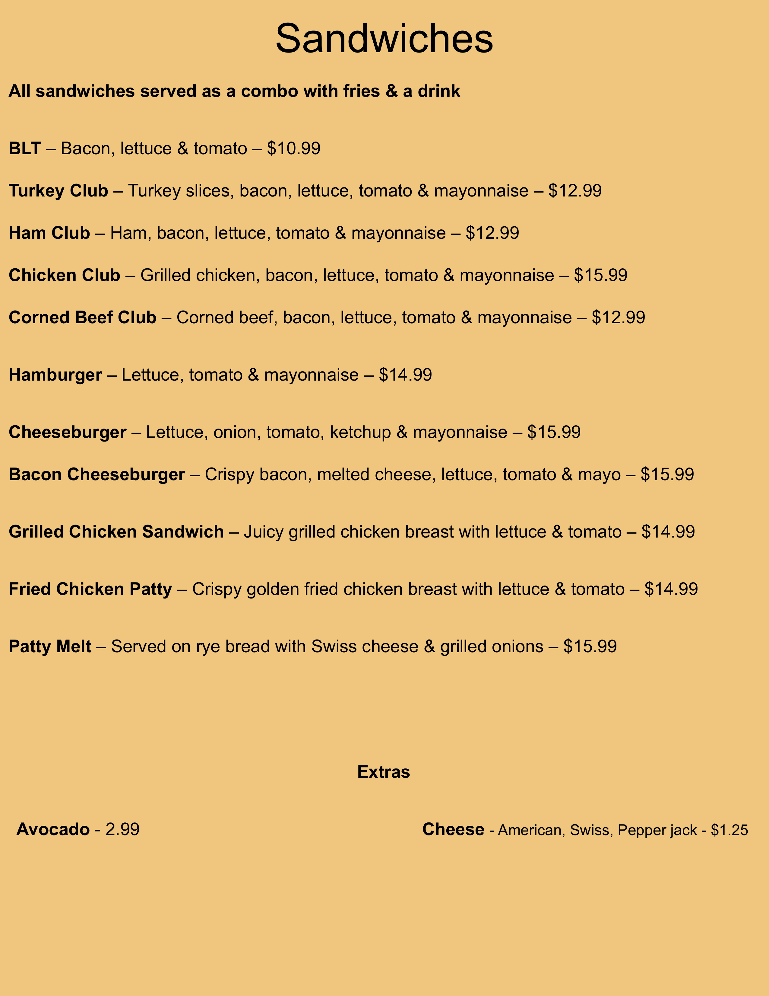 Blue Sky Lounge menu page 11
